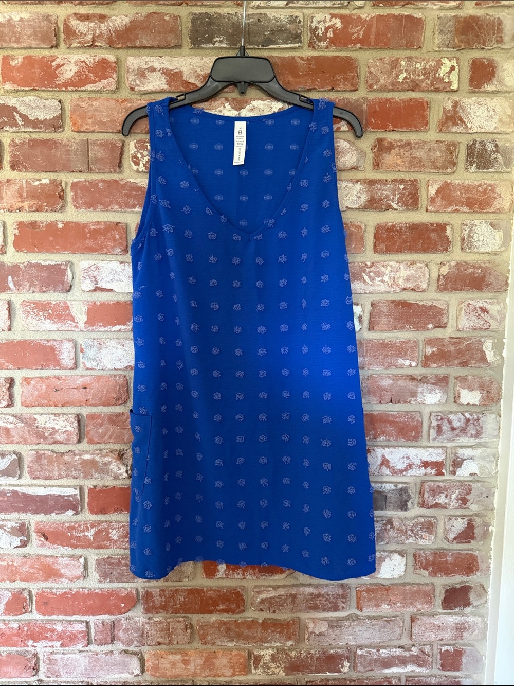 Royal Blue Sleeveless Shift Dress with Subtle Print